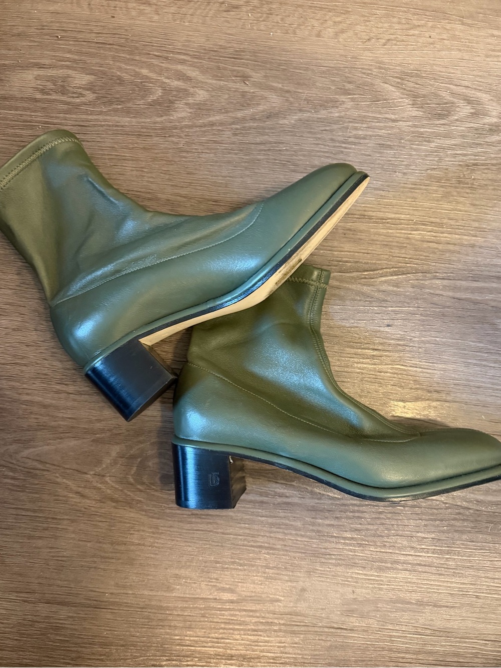 Dear Frances- Green Women's Leather Ankle Heeled Boots